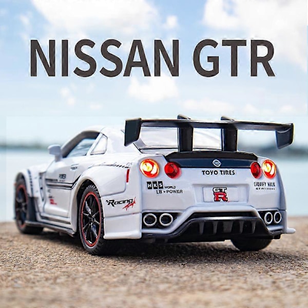 1:32 GTR R35 Superbil Legering Bil Leksak Bil Metall Samling Modellbil Ljud och Ljus Leksaker För Barn Black