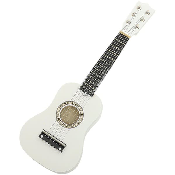 21-tums akustisk gitarr Mini Gitarr Musikinstrument Trähantverk för Nybörjare Barn (Vit)