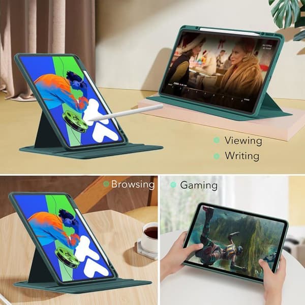 Etui til Samsung Galaxy Tab S10 FE Plus 13.1\" med penneholder & roterbart stativ PU-læder + akryl
