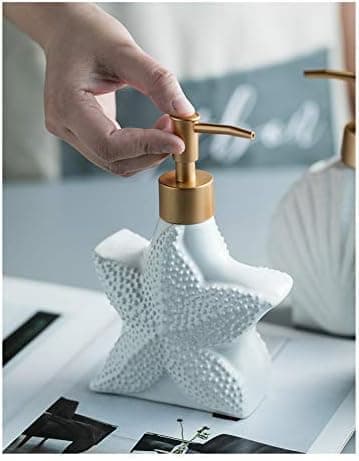Keramisk Relief Søstjerne/Musling Sæbedispenser Flaske Lotion med Pumpe Søstjerne - Søstjerne