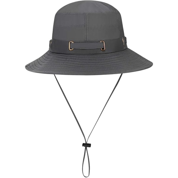 Kvinde Hurtigtørrende Spand Hat Solbeskyttelse Hat Cap Damer Bred Skygge UV Solskærm Hat Sammenfoldelig Pakke Strand Cap, Grå