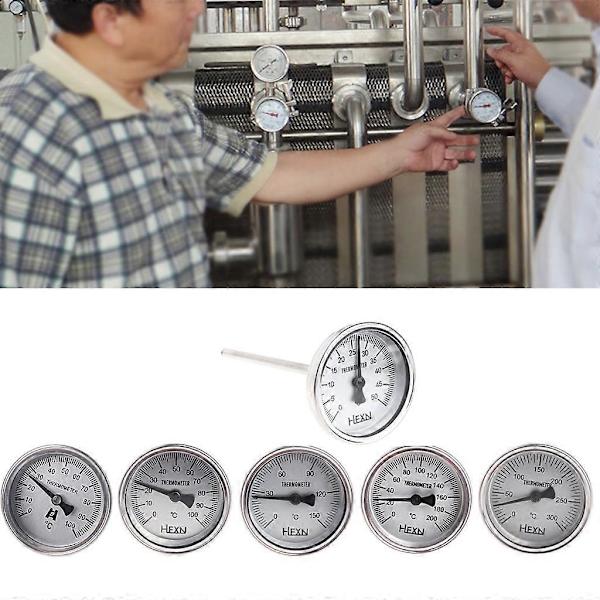 Bi-metallisk process-termometer i rostfritt stål 1/4PT-anslutning 50-300 150 degrees