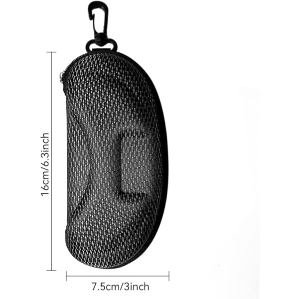 2 stk. EVA-brilleskall, glidelås harde solbrilleetui bærbare reisebrilleskall med plasthake