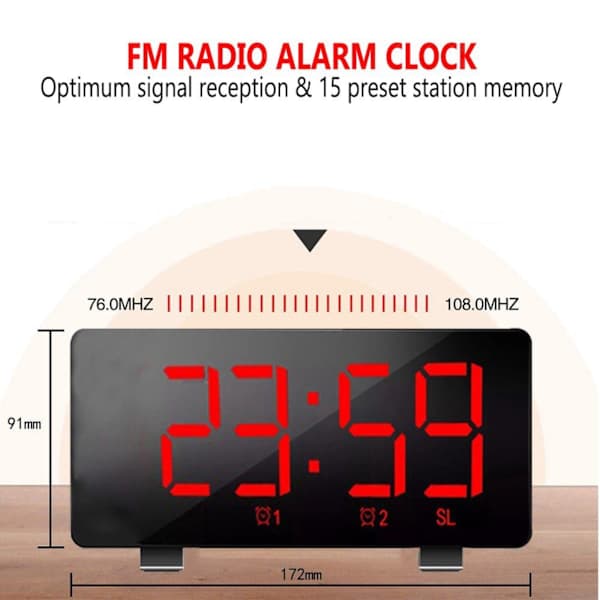 Ny Radio väckarklocka LED med 6\" display bordsklocka 12/
