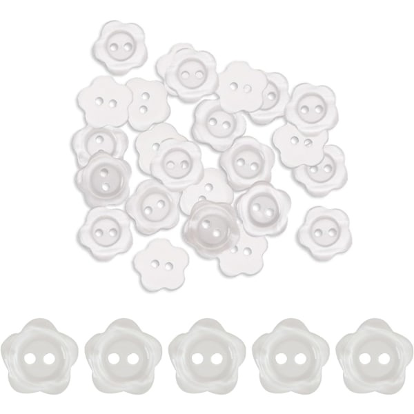 30 st vita pärlemorknappar, 2-håls blomma knapp kofta harts knapp harts sy knappar, för baby stickning, DIY hantverk 20MM