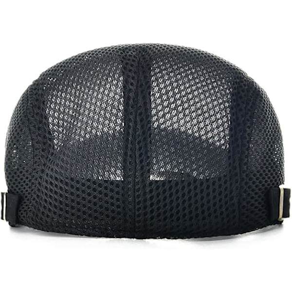 Newsboy Beret Ivy Cap Cabbie Flat Cap Justerbar Herr Andningsbar Mesh Sommarhatt Black