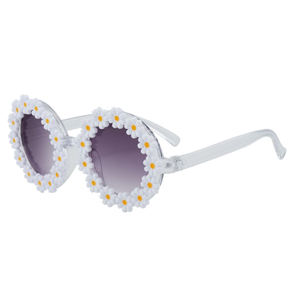 1 par vintage solglasögon med prästkrage - söta runda solglasögon med blommor - plastbågar - UV-skydd - accessoarer för kvinnor till sommaren och stranden