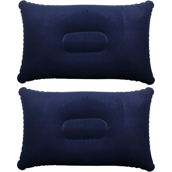 Oppblåsbar pute x2 – Perfekt for reise/camping/utendørs/fiske – Oppblåsbar pute – Tvillingpakke – Ultralett vanntett pute Blue