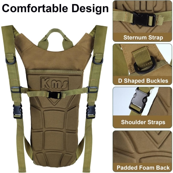 Lättviktsryggsäck för vätska med 3L vattenbehållare, unisex löpningsryggsäck för mountainbike, cykling och vandring Khaki