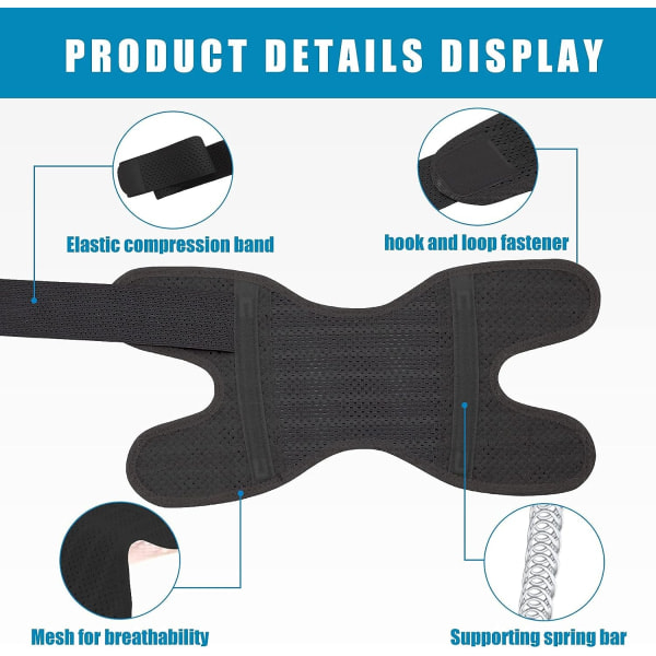 Knäskydd med sidostabilisatorer lindrar menisksmärta, ledvärk, andningsbart justerbart knästöd Black - Right S