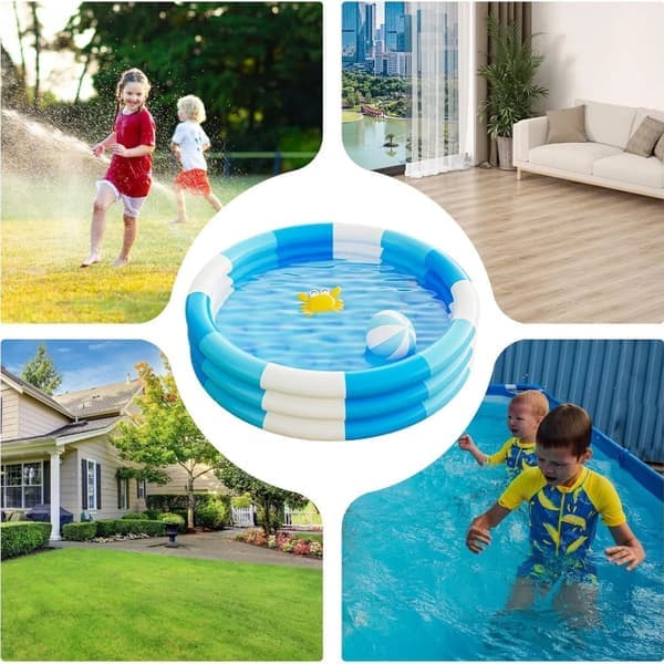 Oppustelig børnepool, oppustelig børnepool, småbørnspool til sommer vandfest have blå blue