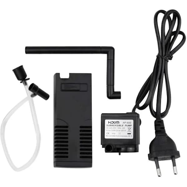 Internt akvariefilter 3 W/4 W 20L-60L Justerbart internt filter med filtersvamper, lett å bruke og vedlikeholde