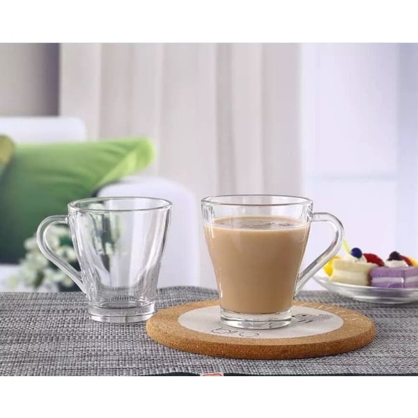 6 teekupin ja kahvikupin lasisarja, 260 ml, kestää astianpesukoneen, pakastimen ja mikroaaltouunin
