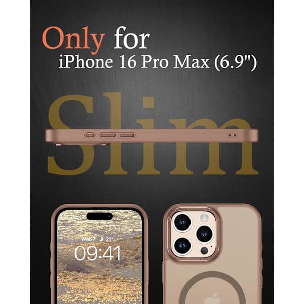 iPhone 16 Pro Max Deksel (6.9\"), Flyaluminium Linsebeskyttelse, Militær Fallbeskyttelse, Slank Matt (Gull) Guld iPhone 16 Pro Max Case (6.9")