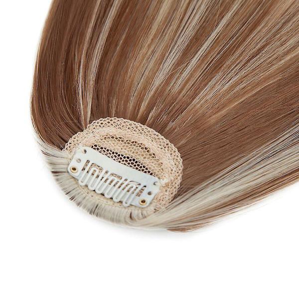 Clip-in Hår Bangs Extensions Fransk Hår Bangs Stilig Hår Bangs Hårstykker 28cm lightbrown & bleachblonde