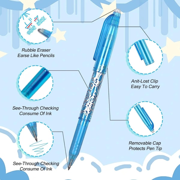 12 st Multi Easy to Erase Neutral Pen Kreativ Färg Radera Pen Student Temperaturkontroll Radera Pen Varmvatten Pen 12 st Färg 0,7 mm