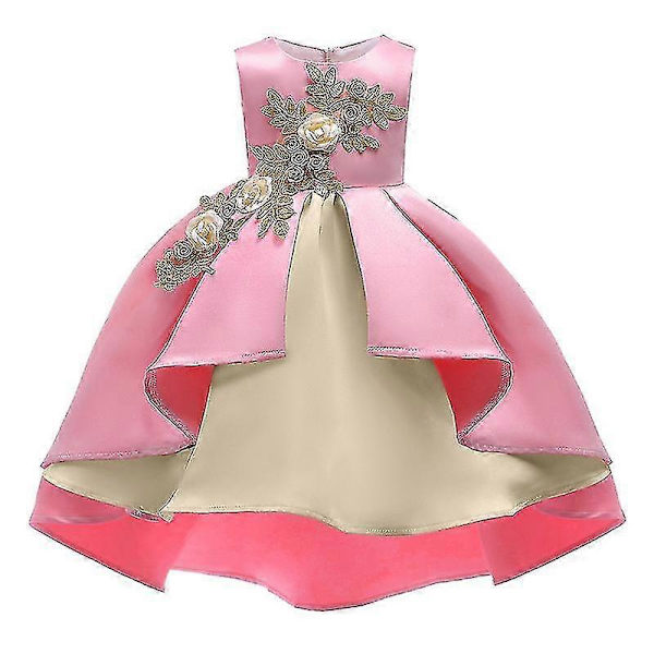 Børn Blomsterpiger Bryllup Brudepige Ærmeløs Prinsessekjole Fødselsdagsfest Børnekjole Pink 7-8 Years