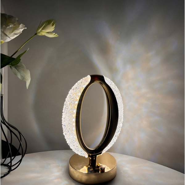 Crystal lamp, small table lamp for bedroom living room gold