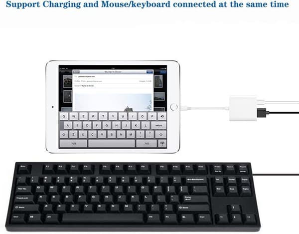 Apple Lightning til USB-kameraadapter med opladningsport, USB 3.0 OTG-kabel til iPhone/iPad for tilslutning af