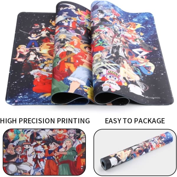 Gaming-musematte, 900 x 400 mm stor musematte, anime-musematte, XXL-musematte, bordmatte stor størrelse, personlig design (UK02 x mix)
