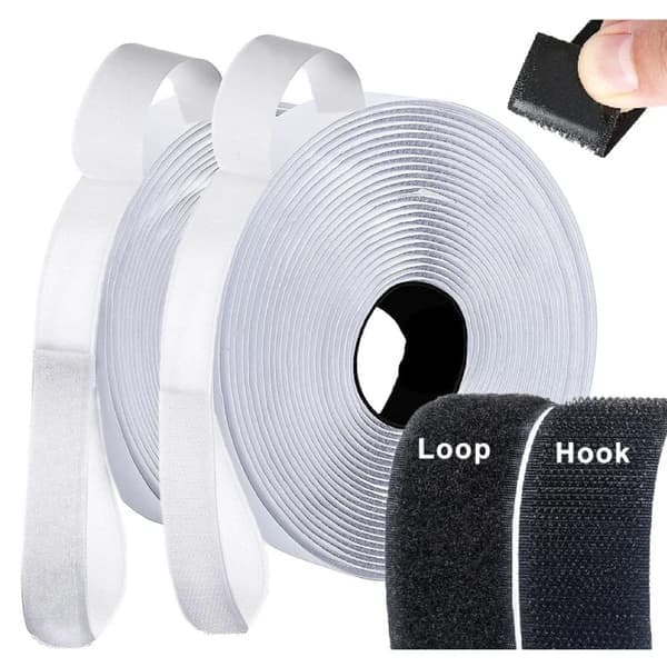 2 cm x 8 m hvid selvklæbende velcrotape Hvid 2cm x 8m - Hvid