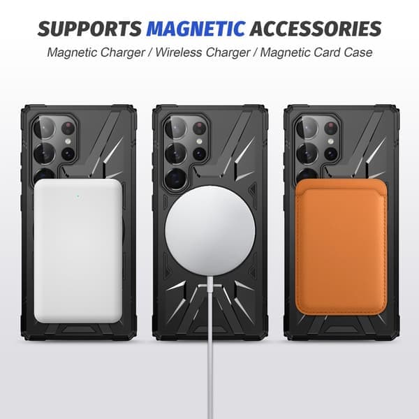 Hybriddeksel kompatibelt med Samsung Galaxy S25 Ultra MagSafe Ring Svart