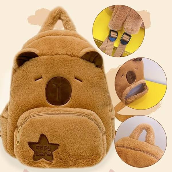 Søt Capybara plysj ryggsekk, Capybara plysjdyr ryggsekk, Capybara tenåring student ryggsekk, barnas bursdagsgave