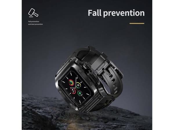 Mod Kit rustfritt stål-etui for Apple Watch 45mm/44mm, erstatningsrem for iWatch Series 4/5/6/7/8/9/SE/SE2