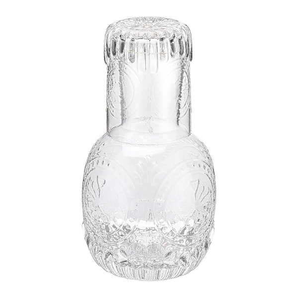 Tykk Glass Vannflaske Sett - Vintage Krystall Karaffel, Stor Kapasitet, Lettvekt - Perfekt for Munnskyll og Juice - Hjemmeinnredning golden