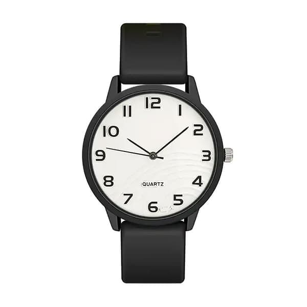 Stilrent trendy ur med silikonerem - Sort / Hvid Hvid