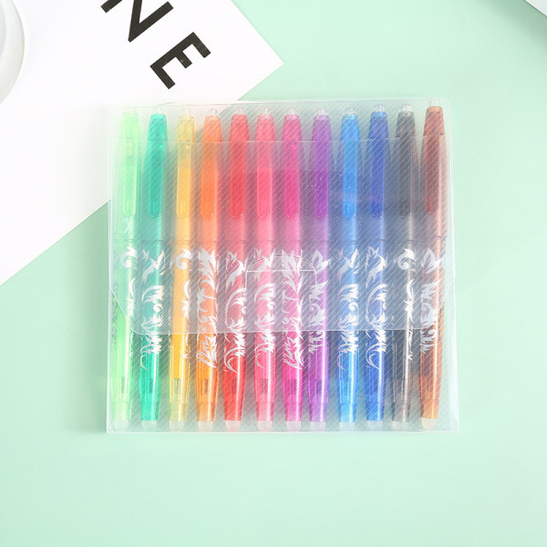 12 st Multi Easy to Erase Neutral Pen Kreativ Färg Radera Pen Student Temperaturkontroll Radera Pen Varmvatten Pen 12 st Färg 0,7 mm