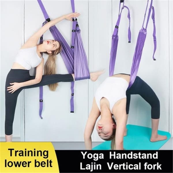 Justerbart yogaband för stretching av ben, midja och rygg, samt för användning i hemmagymmet