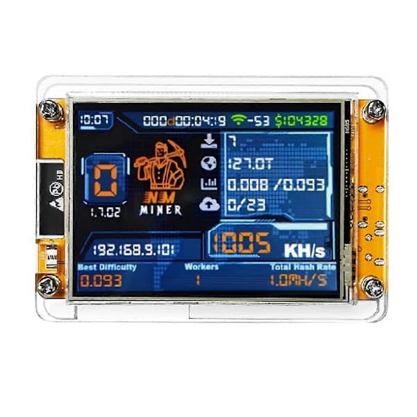 NMMiner NerdMiner V2 Hashrate 1000KH/S ESP32 2.8 Tommer Smart Display Crypto Solo Lotteri Bitcoin ESP3 Som Vist