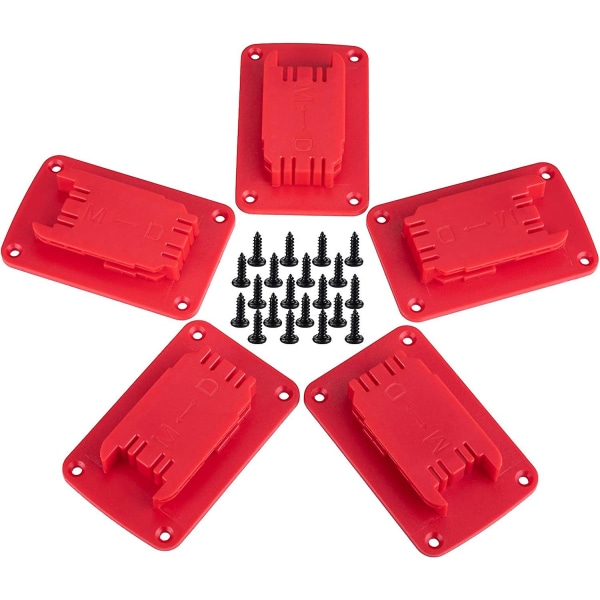 5 Pack työkaluteline Milwaukee M18 Tools -työkaluille, yhteensopiva myös Dewalt 20v, 12v poratelineiden kanssa, koukku (5 Pack, punainen) Baobao