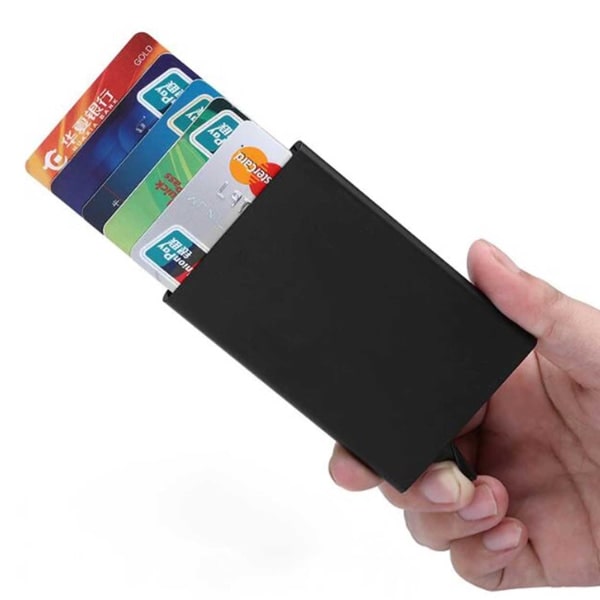 Metallisk Pop-up-korthållare med RFID-skydd Grå