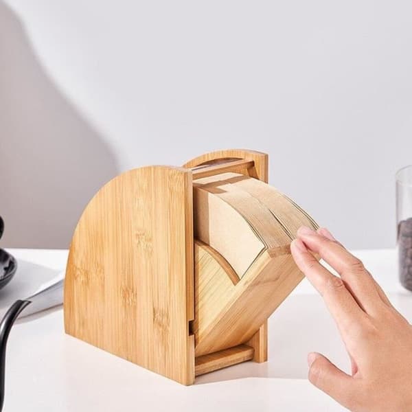 Kaffefilterholder i bambus, opbevaringsstativ til kaffefiltre, kaffedispenserholder, beholderholder