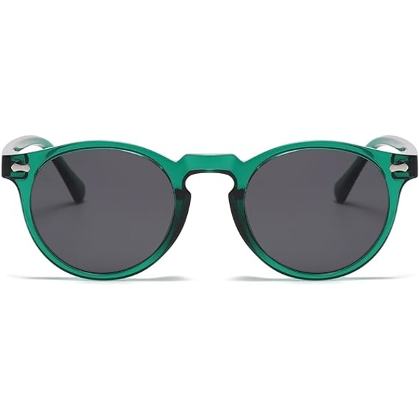 Retro Runda Polariserande Solglasögon Herr Dam, Vintage Polariserande Solglasögon Klassiska Trendiga Nyanser Unisex UV-skydd Transparent Green/Green