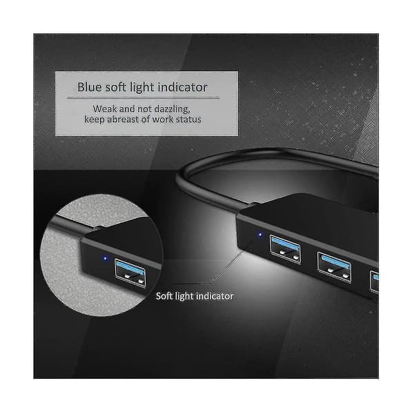4-ports USB-hub, USB 3.0-hub USB-splitter USB-udvider til bærbar computer, flashdrev, harddisk, konsol, printer