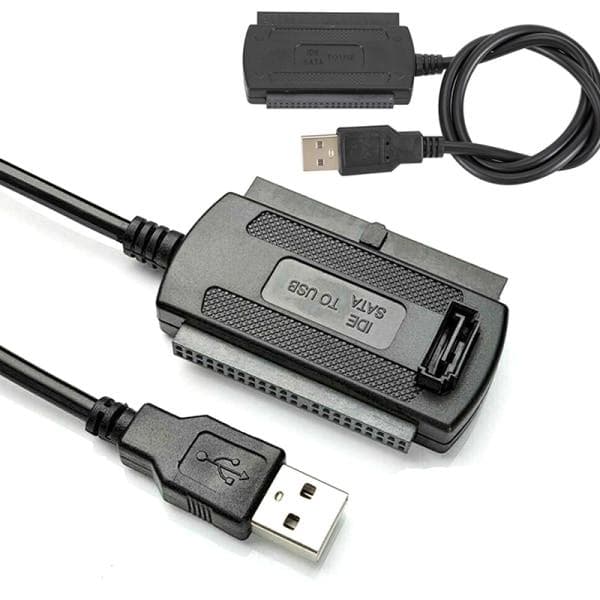 USB 2.0 - IDE-sovitinkaapeli 2,5 ja 3,5 tuuman kiintolevylle, musta