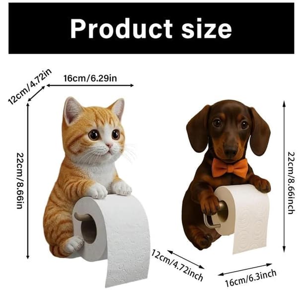 Hunde-toiletpapirholder, 3D-harpiks-køkkenrulleholder til katte - B