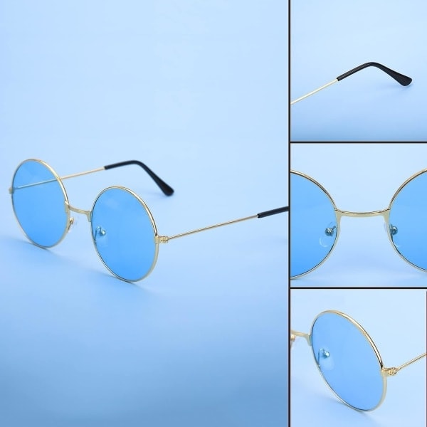 3-pack Hippie Spec Solglasögon Runda Metallbågar Solglasögon Retro Hippie 60-tal 70-tal Runda Glasögon Klädtillbehör