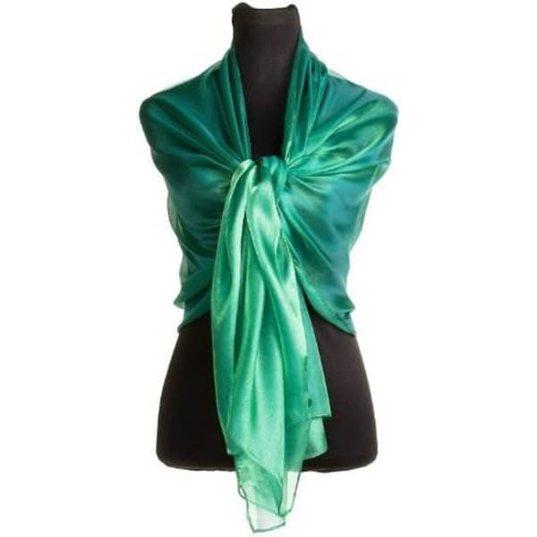 Silkeslen Pashmina Iridescent Wrap Stole Sjal för Bröllop Brud Brudtärnor Baler & Fester Green