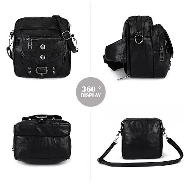 Crossbody-telefonväskor för kvinnor, små mjuka läderplånböcker, handväskor, axelväskor, damer, multifunktionella påsar Black