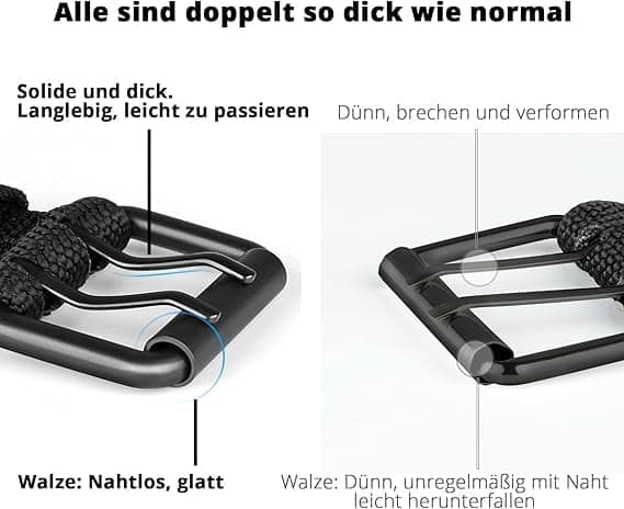 Stor Herrebælte 120cm Nylonstof Dobbelt Ring Bælte Unisex Sort