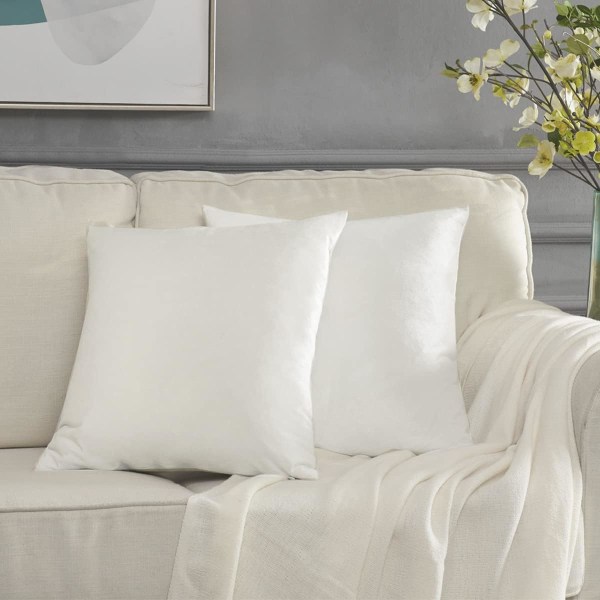 Sammetskuddfodral 20 x 20 tum Dekorativa örngott 50 x 50 cm för soffa sovrum vardagsrum 2-pack White 20x20 Inches