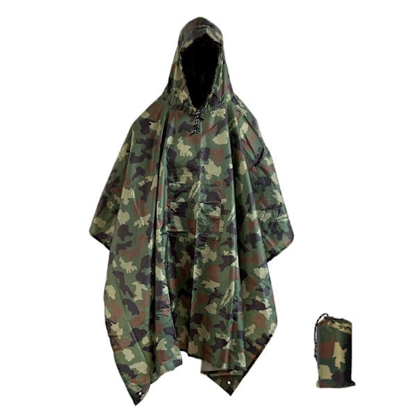 Återanvändbar Regnponcho Vuxen Vattentät Poncho Vattentät Vuxen Lättviktig Vattentät Regnrock för Utomhusvandring Camping Cykling Resor Kamouflage Camouflage