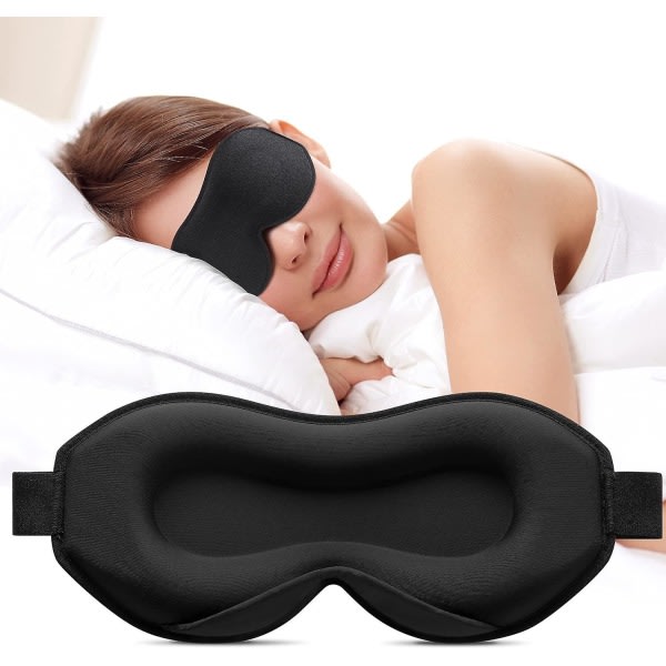 Søvnmaske til kvinder og mænd 3D øjne søvnmaske til sidebrændere 100% silke blackout maske cover til at sove med justerbar rem til yoga trav