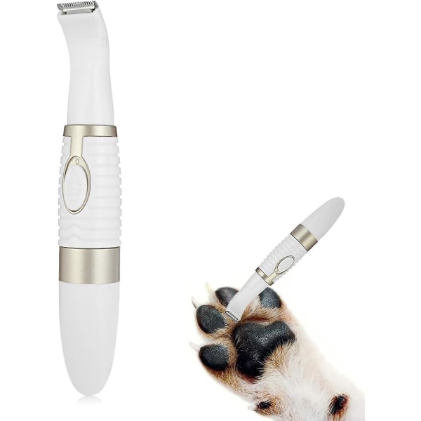 Støjsvag elektrisk kæledyrstrimmer - Hundeplejesaks til poter, øjne, ører, ansigt, balder hvid White