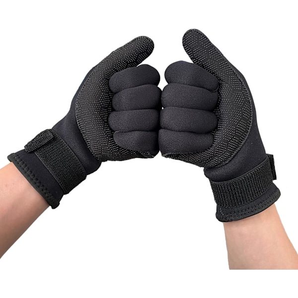 Dykkehansker i neopren, våtdrakt hansker, med justerbar stropp for dykking, surfing, kajakkpadling, L