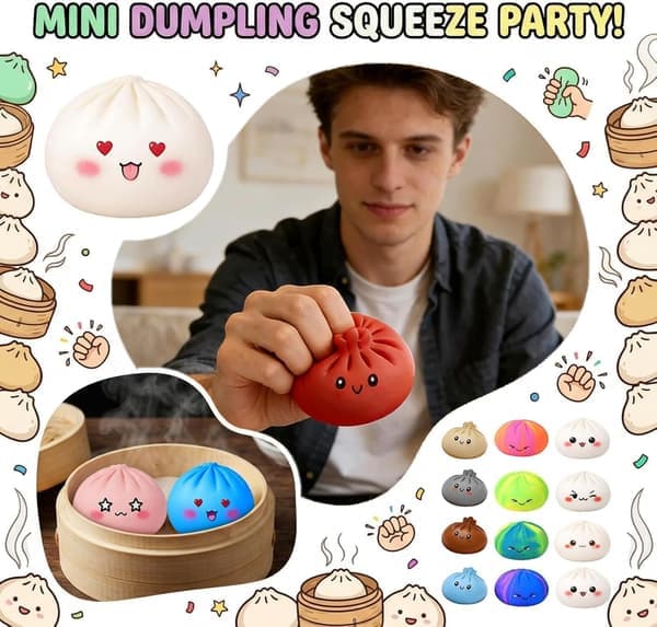 Dumpling Squishy, 2026 Mystery Dumpling Squishies Countdown Kalender, 25 Tilfældige Overraskelses Dumpling Squishies, Stressaflastende Sensorisk Fidget Legetøj (25 Stk)